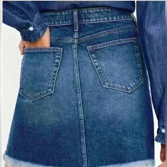 EUC Loft Denim Frayed Skirt - Picture 2 of 7